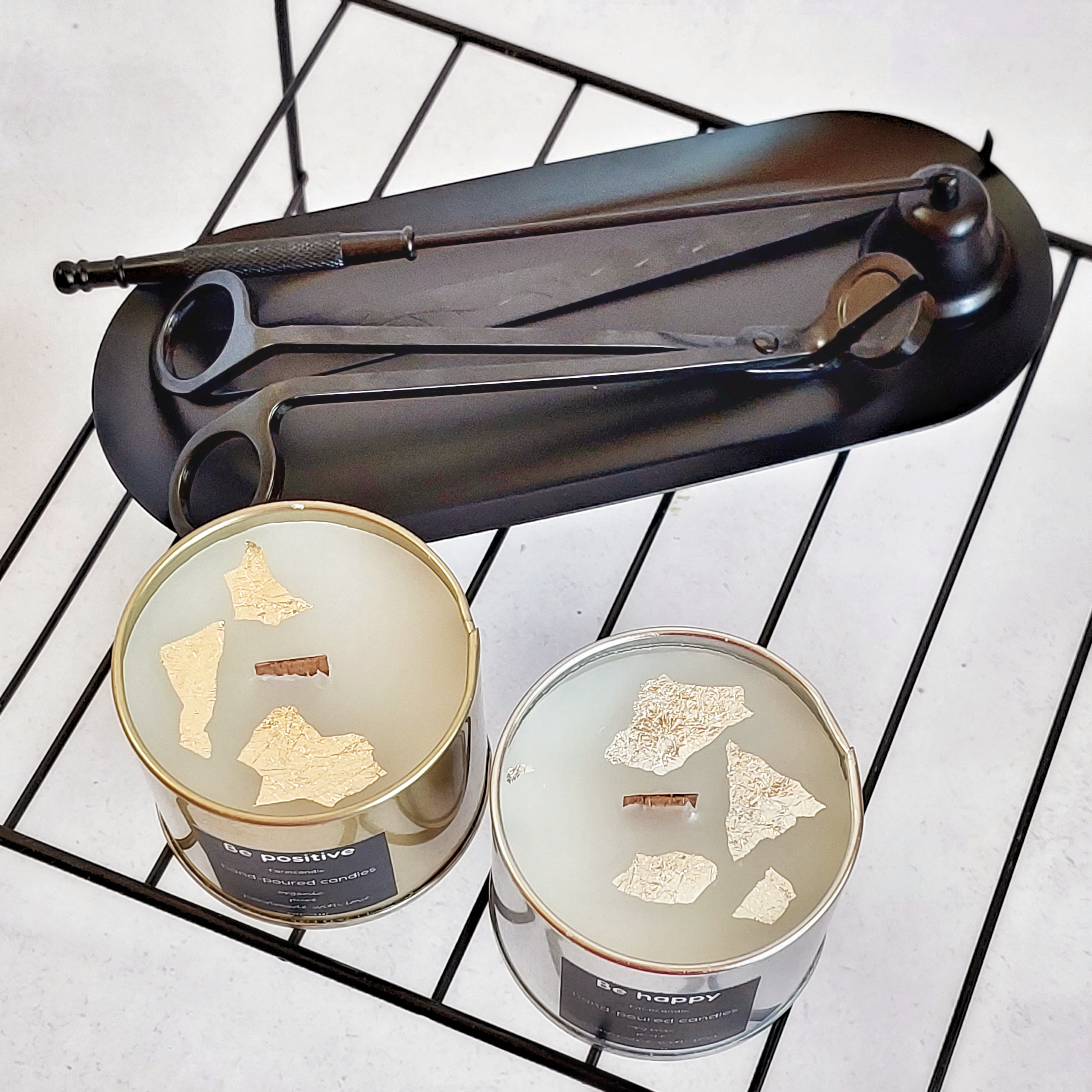شمع معطر قوطی فلزی؛ گیاهی؛ فیتیله نخی